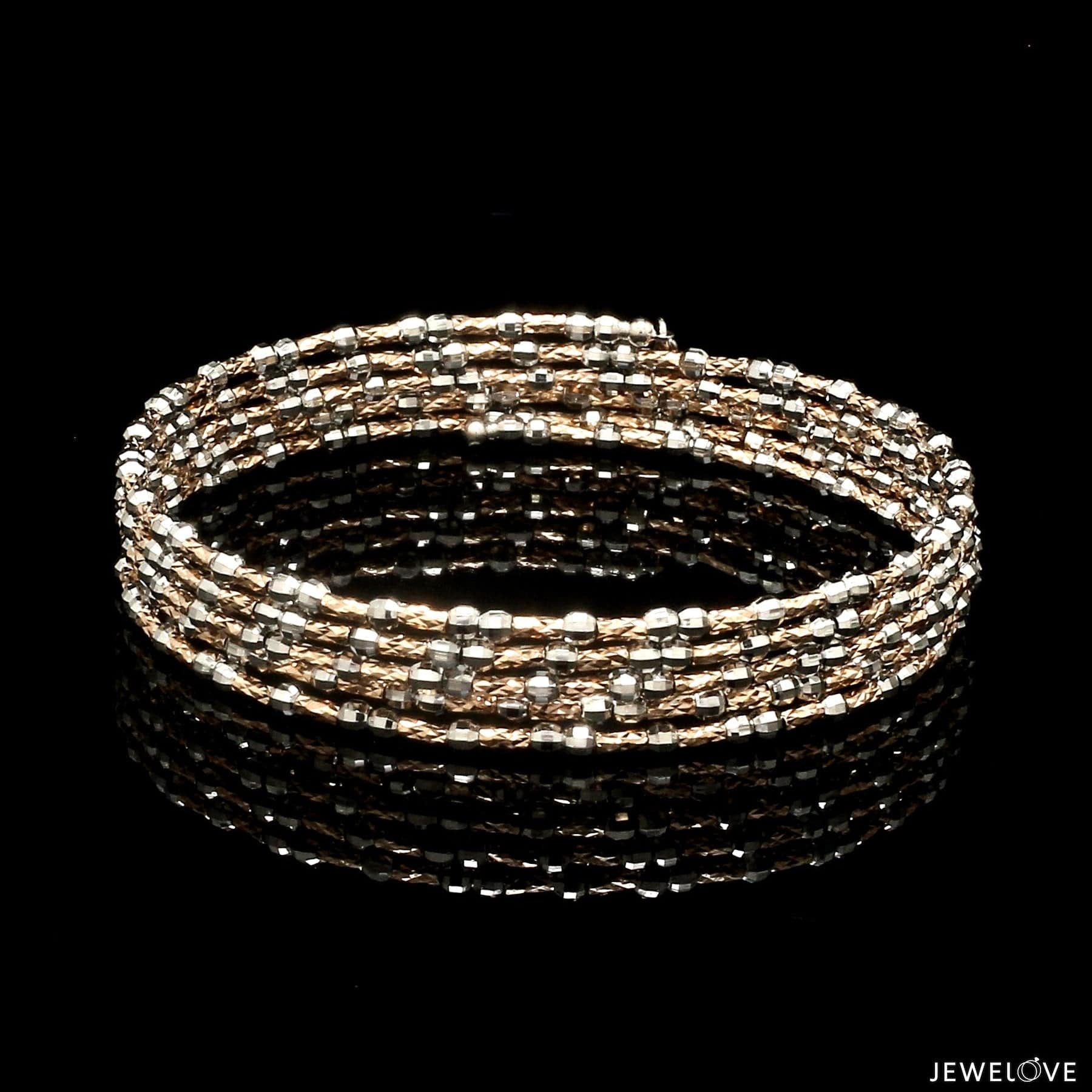 Jewelove™ Bangles & Bracelets Single Unique 5-Row Japanese Platinum & Rose Gold Bracelet for Women JL PTB 775