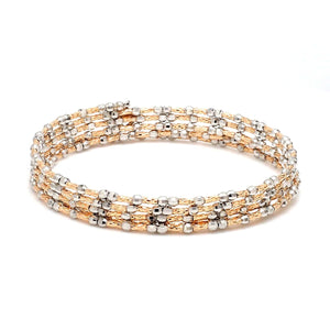 Jewelove™ Bangles & Bracelets Single Unique 5-Row Japanese Platinum & Rose Gold Bracelet for Women JL PTB 775