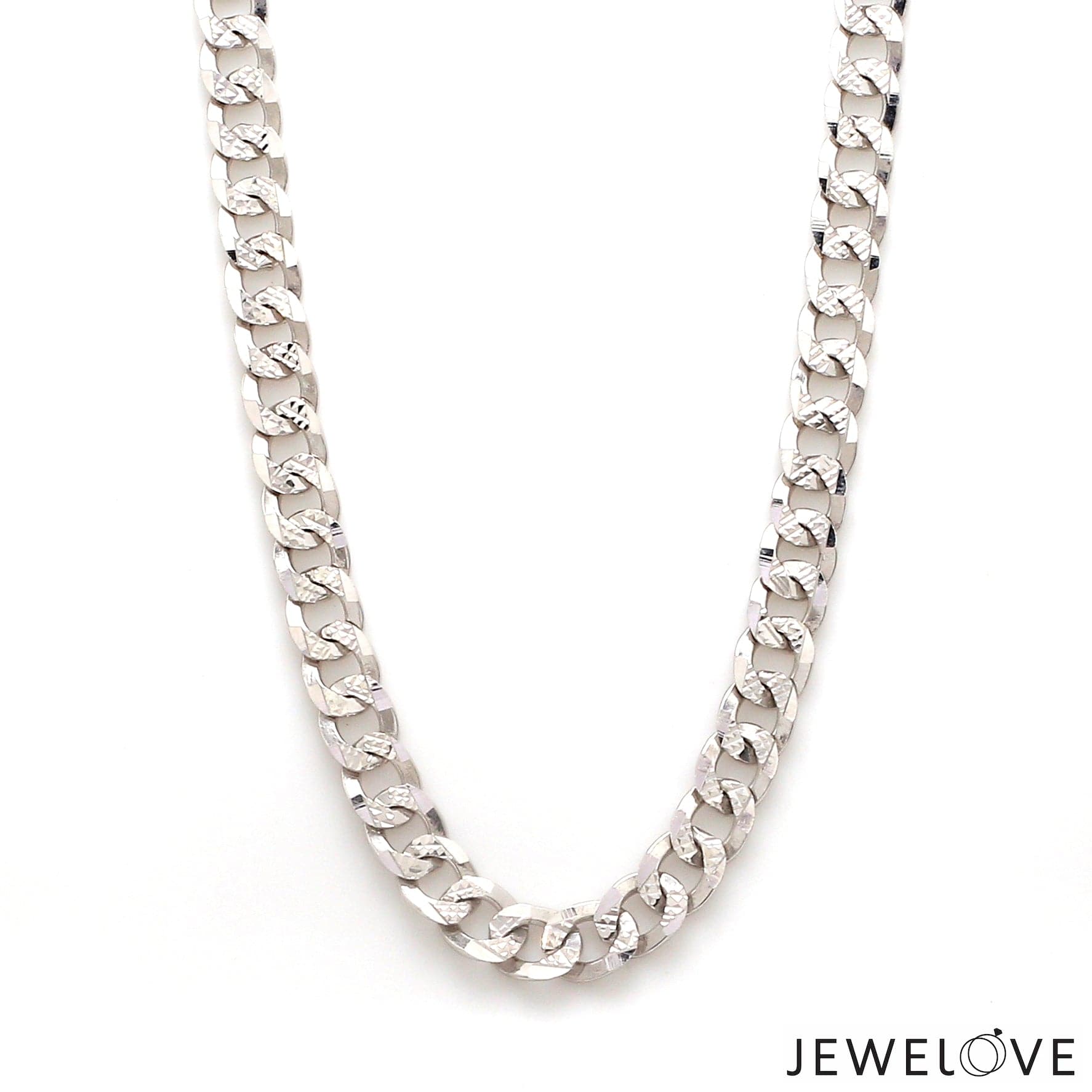 Jewelove™ Chains Unique Japanese 7.25mm Cuban Platinum Chain for Men JL PT CH 968-A