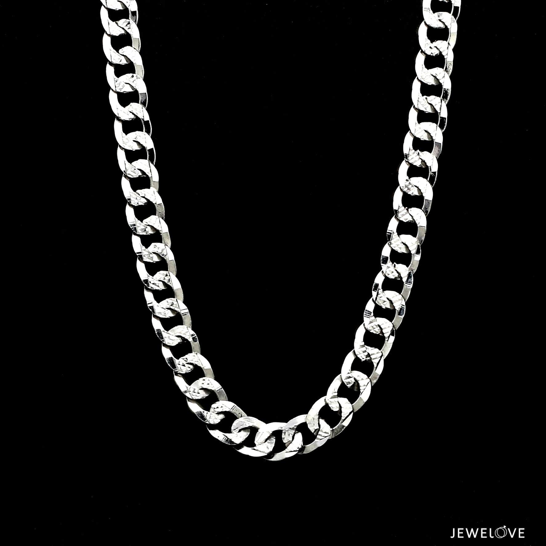 Jewelove™ Chains Unique Japanese 7.25mm Cuban Platinum Chain for Men JL PT CH 968-A