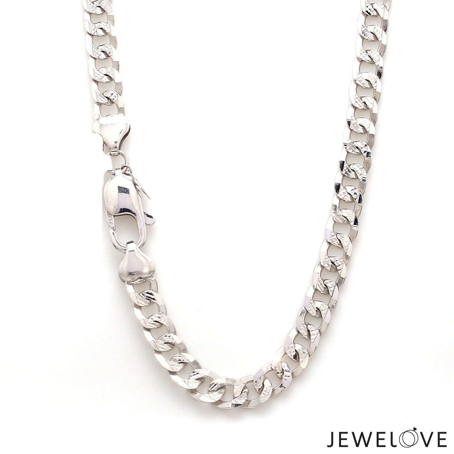 Jewelove™ Chains Unique Japanese 7.25mm Cuban Platinum Chain for Men JL PT CH 968-A