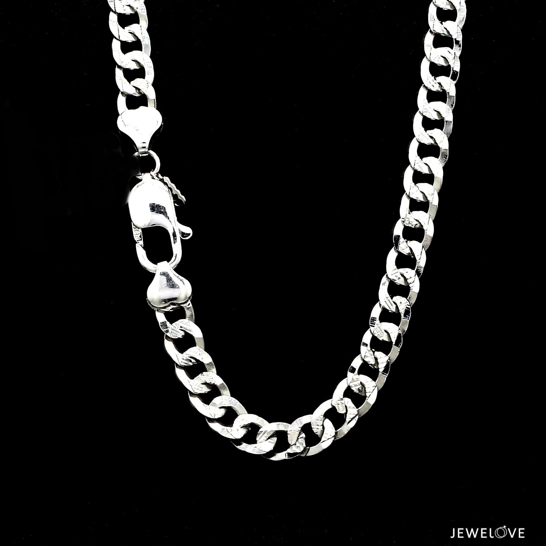 Jewelove™ Chains Unique Japanese 7.25mm Cuban Platinum Chain for Men JL PT CH 968-A