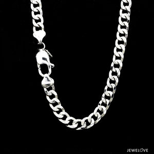 Jewelove™ Chains Unique Japanese 7.25mm Cuban Platinum Chain for Men JL PT CH 968-A