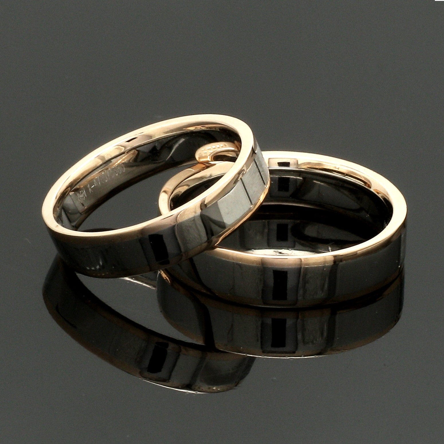 Jewelove™ Rings Unique Shape Platinum Love Bands with Rose Gold Border JL PT 648-RG Plain