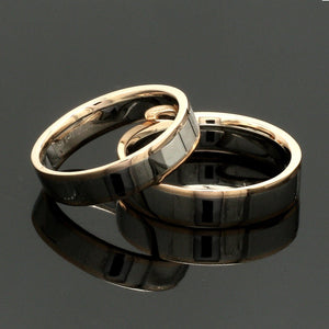 Jewelove™ Rings Unique Shape Platinum Love Bands with Rose Gold Border JL PT 648-RG Plain