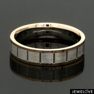 Jewelove™ Rings Unique Shape Platinum Love Bands with Rose Gold Border JL PT 648-RG Plain