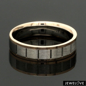 Jewelove™ Rings Unique Shape Platinum Love Bands with Rose Gold Border JL PT 648-RG Plain