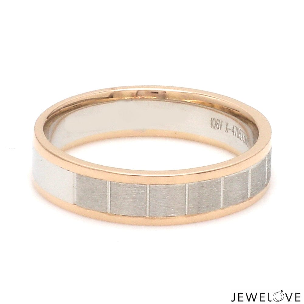 Jewelove™ Rings Unique Shape Platinum Love Bands with Rose Gold Border JL PT 648-RG Plain