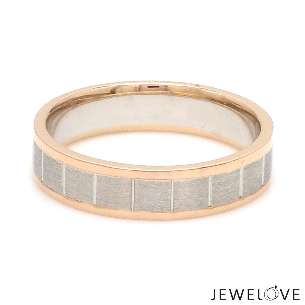 Jewelove™ Rings Unique Shape Platinum Love Bands with Rose Gold Border JL PT 648-RG Plain