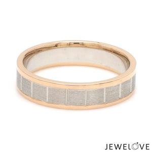 Jewelove™ Rings Unique Shape Platinum Love Bands with Rose Gold Border JL PT 648-RG Plain