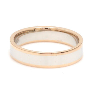 Jewelove™ Rings Unique Shape Platinum Love Bands with Rose Gold Border JL PT 648-RG Plain