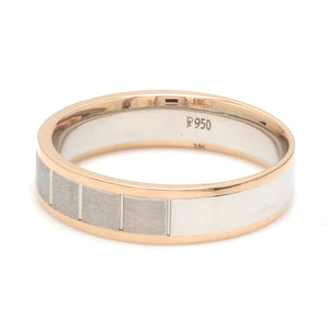 Jewelove™ Rings Unique Shape Platinum Love Bands with Rose Gold Border JL PT 648-RG Plain