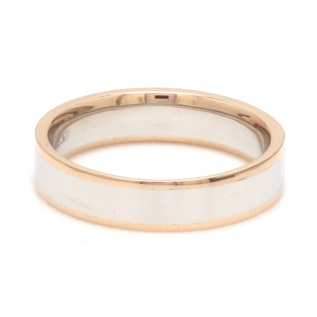 Jewelove™ Rings Unique Shape Platinum Love Bands with Rose Gold Border JL PT 648-RG Plain