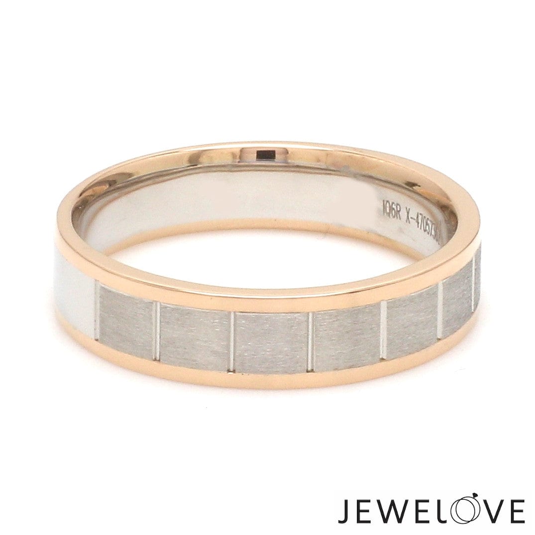 Jewelove™ Rings Unique Shape Platinum Love Bands with Rose Gold Border JL PT 648-RG Plain