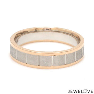 Jewelove™ Rings Unique Shape Platinum Love Bands with Rose Gold Border JL PT 648-RG Plain