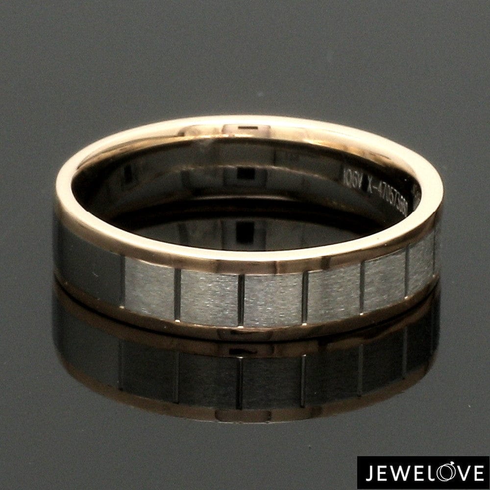 Jewelove™ Rings Unique Shape Platinum Love Bands with Rose Gold Border JL PT 648-RG Plain