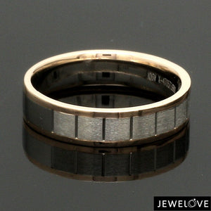 Jewelove™ Rings Unique Shape Platinum Love Bands with Rose Gold Border JL PT 648-RG Plain