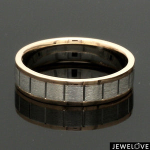 Jewelove™ Rings Unique Shape Platinum Love Bands with Rose Gold Border JL PT 648-RG Plain