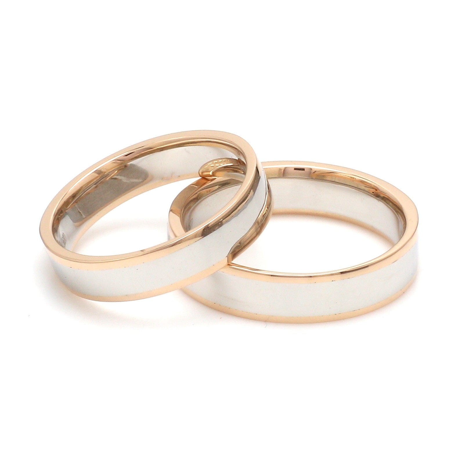 Jewelove™ Rings Unique Shape Platinum Love Bands with Rose Gold Border JL PT 648-RG Plain