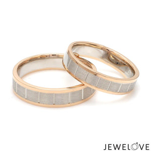 Jewelove™ Rings Unique Shape Platinum Love Bands with Rose Gold Border JL PT 648-RG Plain