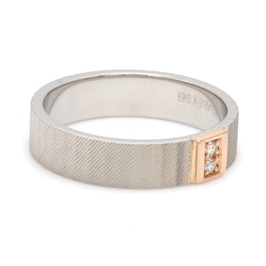 Jewelove™ Rings Unique Texture Platinum Love Bands with 2 Diamonds & a Touch of Rose Gold JL PT 914