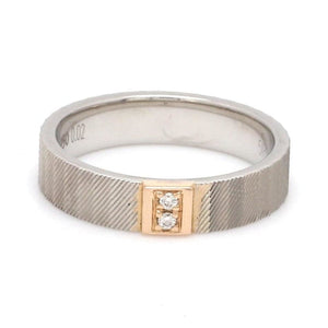 Jewelove™ Rings Women's Band only / SI IJ Unique Texture Platinum Love Bands with 2 Diamonds & a Touch of Rose Gold JL PT 914