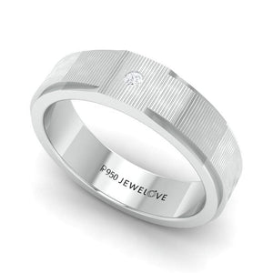 Jewelove™ Rings Unique Texture Platinum Ring with Single Diamond JL PT 666