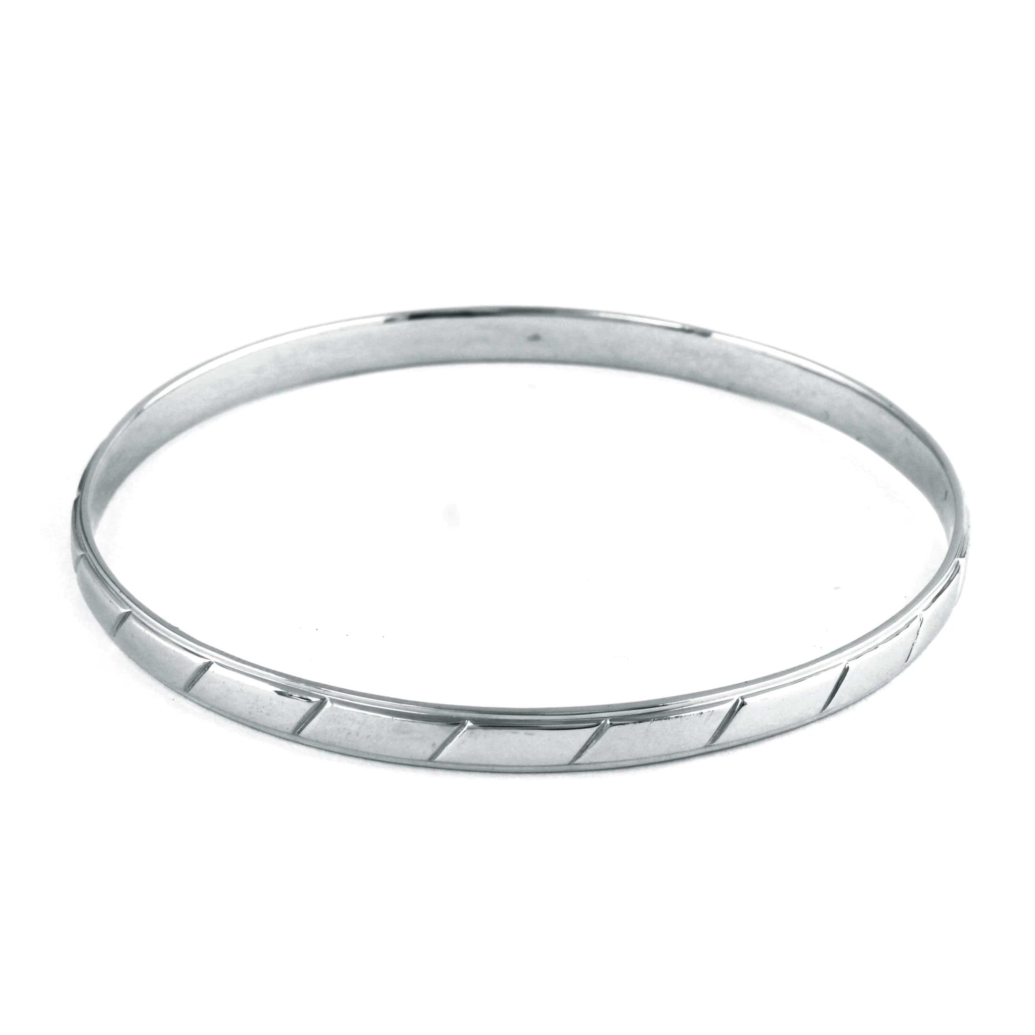 Jewelove™ Bangles & Bracelets Single UniSex Platinum Bangle for Men & Women with Slanting Lines JL PTB 632