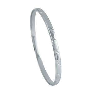 Jewelove™ Bangles & Bracelets Single UniSex Platinum Bangle for Men & Women with Slanting Lines JL PTB 632