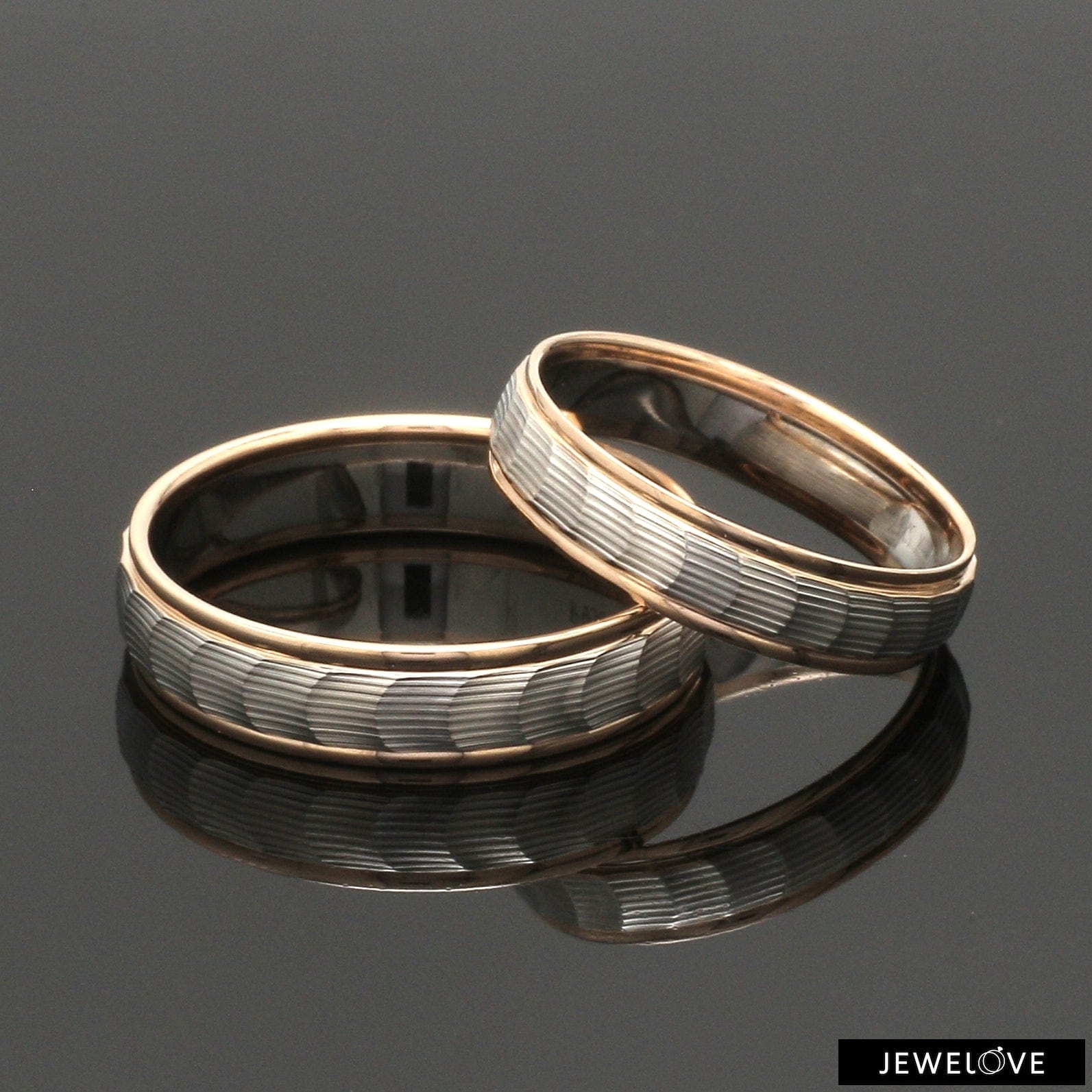 Jewelove™ Rings Unisex Platinum & Rose Gold Couple Love Band Rings JL PT 1365