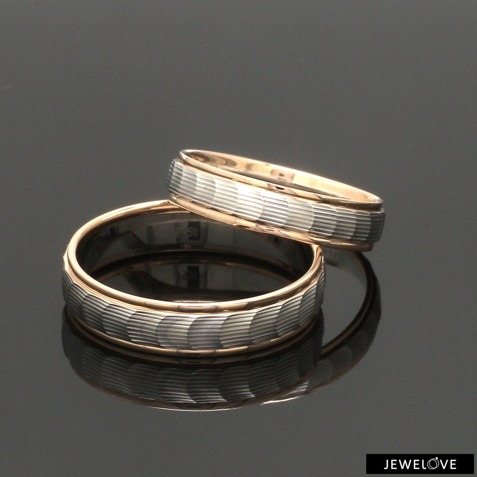 Jewelove™ Rings Unisex Platinum & Rose Gold Couple Love Band Rings JL PT 1365