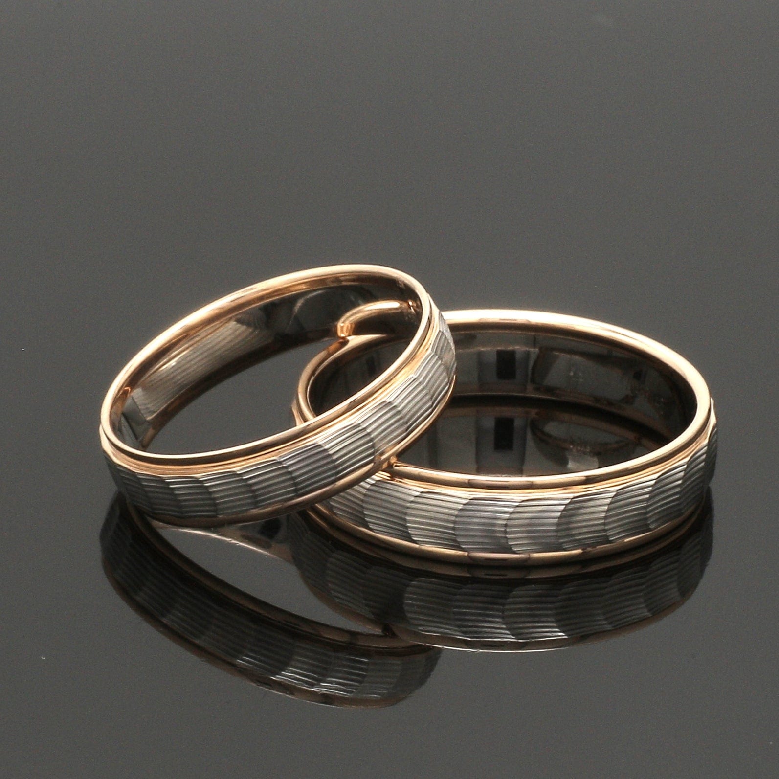 Jewelove™ Rings Unisex Platinum & Rose Gold Couple Love Band Rings JL PT 1365