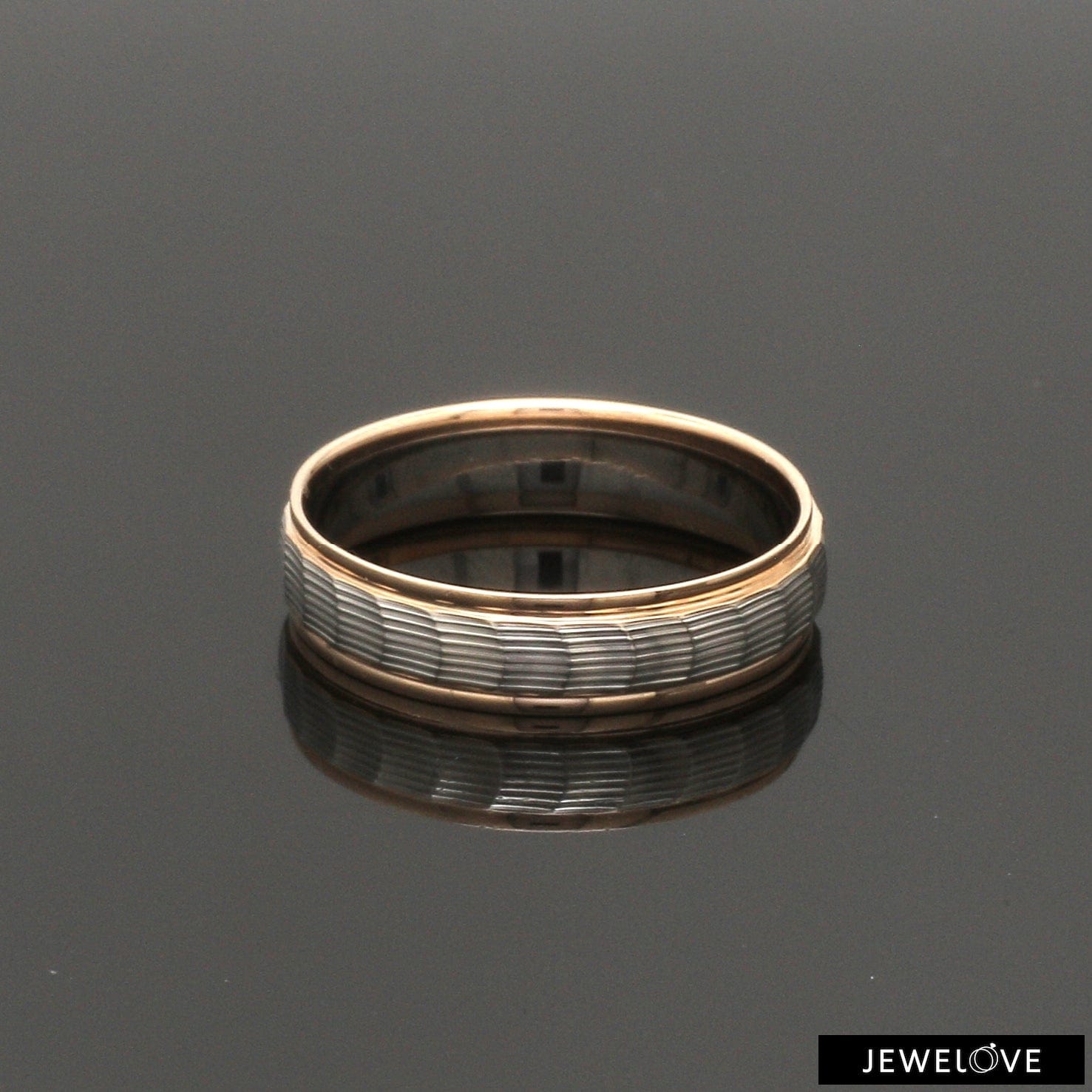 Jewelove™ Rings Unisex Platinum & Rose Gold Couple Love Band Rings JL PT 1365