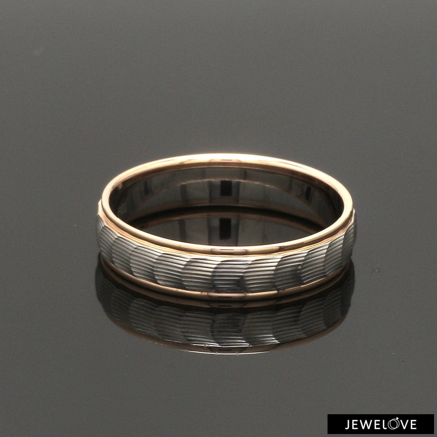 Jewelove™ Rings Unisex Platinum & Rose Gold Couple Love Band Rings JL PT 1365