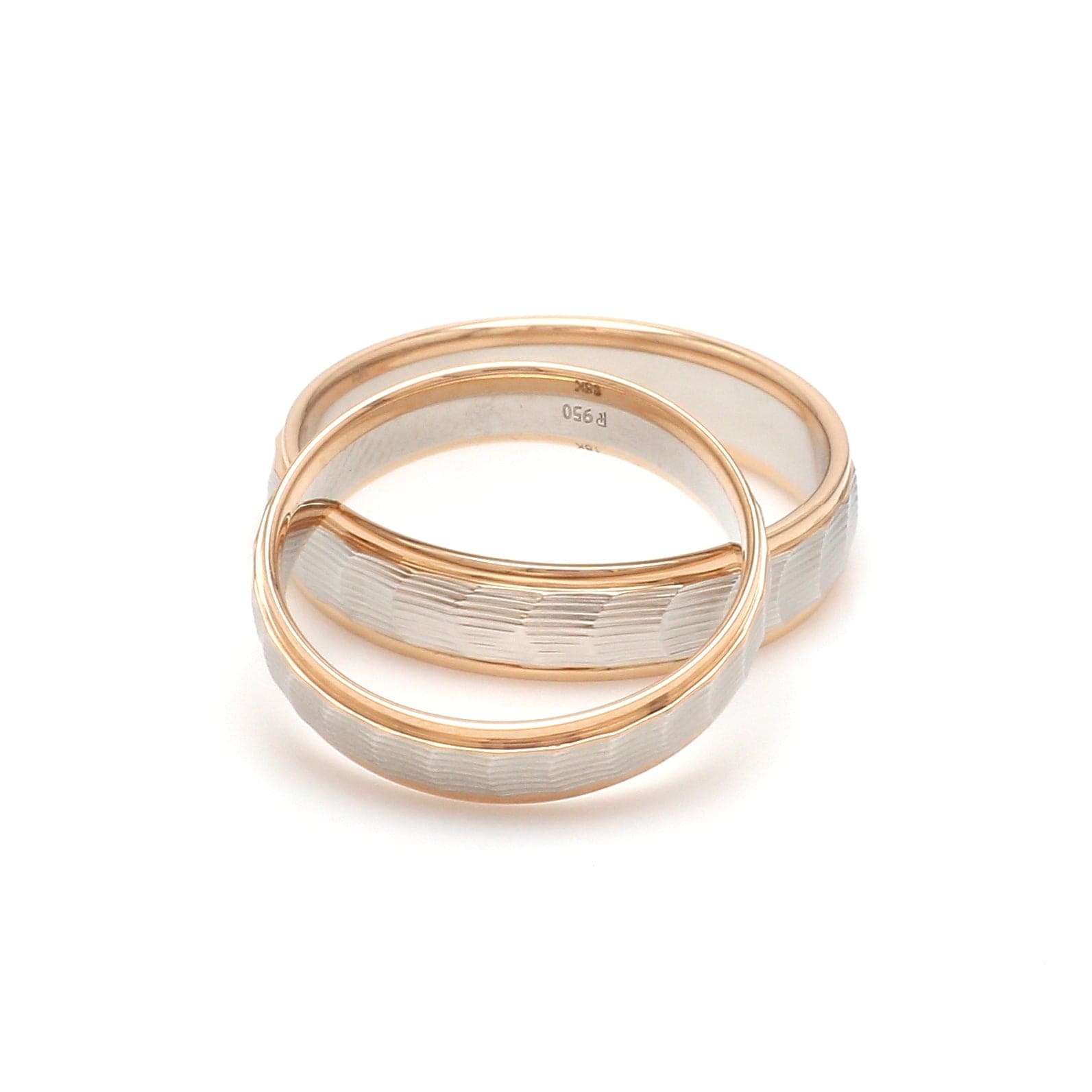 Jewelove™ Rings Unisex Platinum & Rose Gold Couple Love Band Rings JL PT 1365