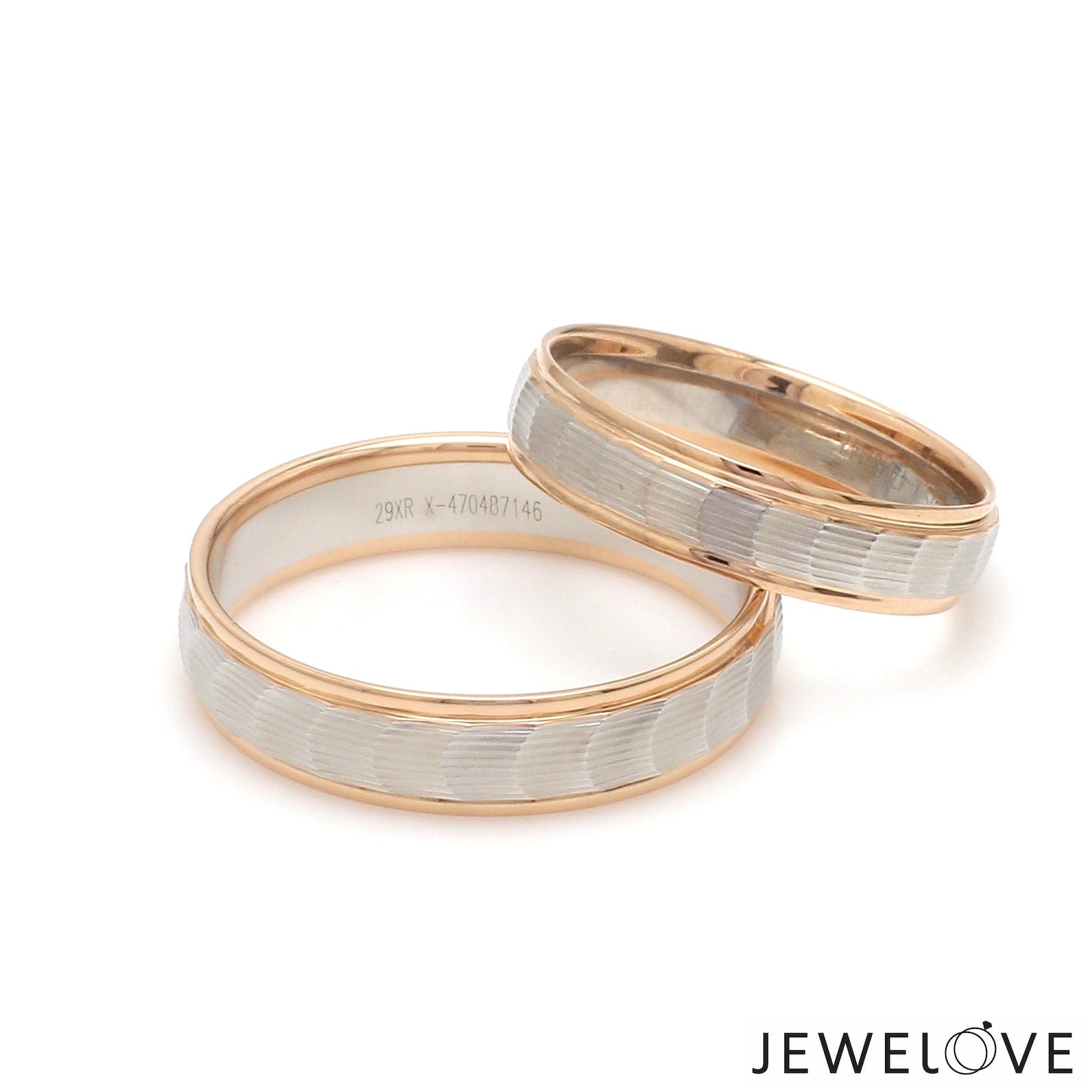 Jewelove™ Rings Unisex Platinum & Rose Gold Couple Love Band Rings JL PT 1365