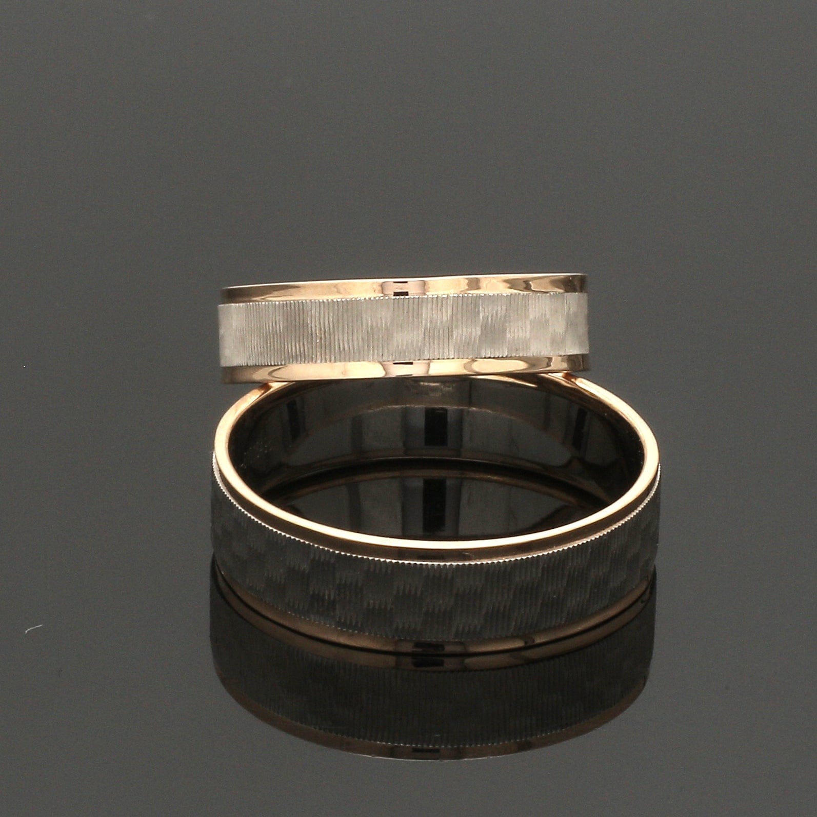 Jewelove™ Rings Unisex Platinum & Rose Gold Couple Love Bands JL PT 1362