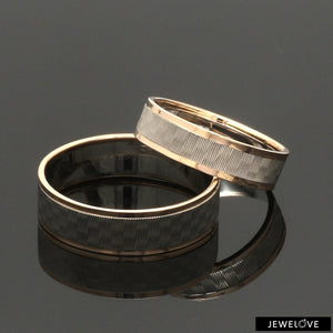 Jewelove™ Rings Unisex Platinum & Rose Gold Couple Love Bands JL PT 1362