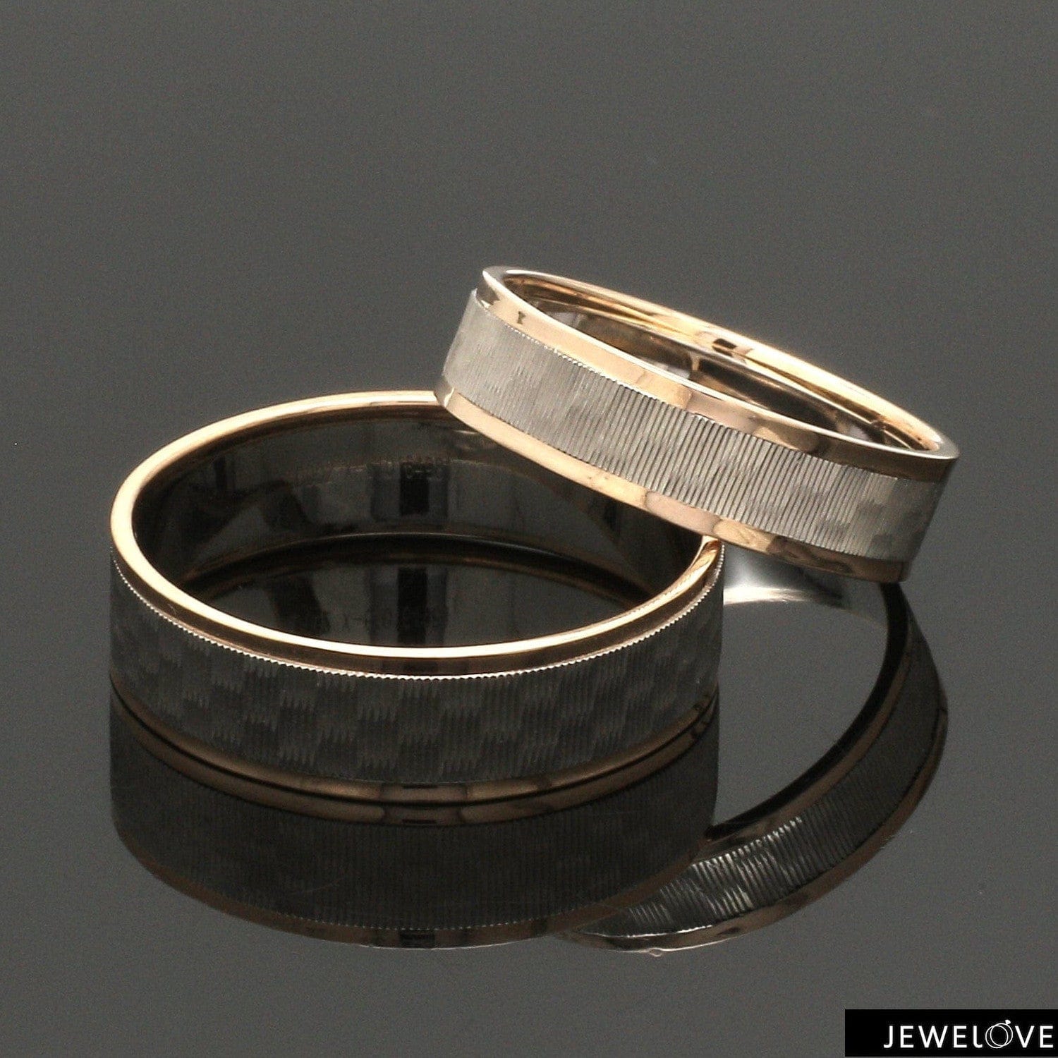 Jewelove™ Rings Unisex Platinum & Rose Gold Couple Love Bands JL PT 1362