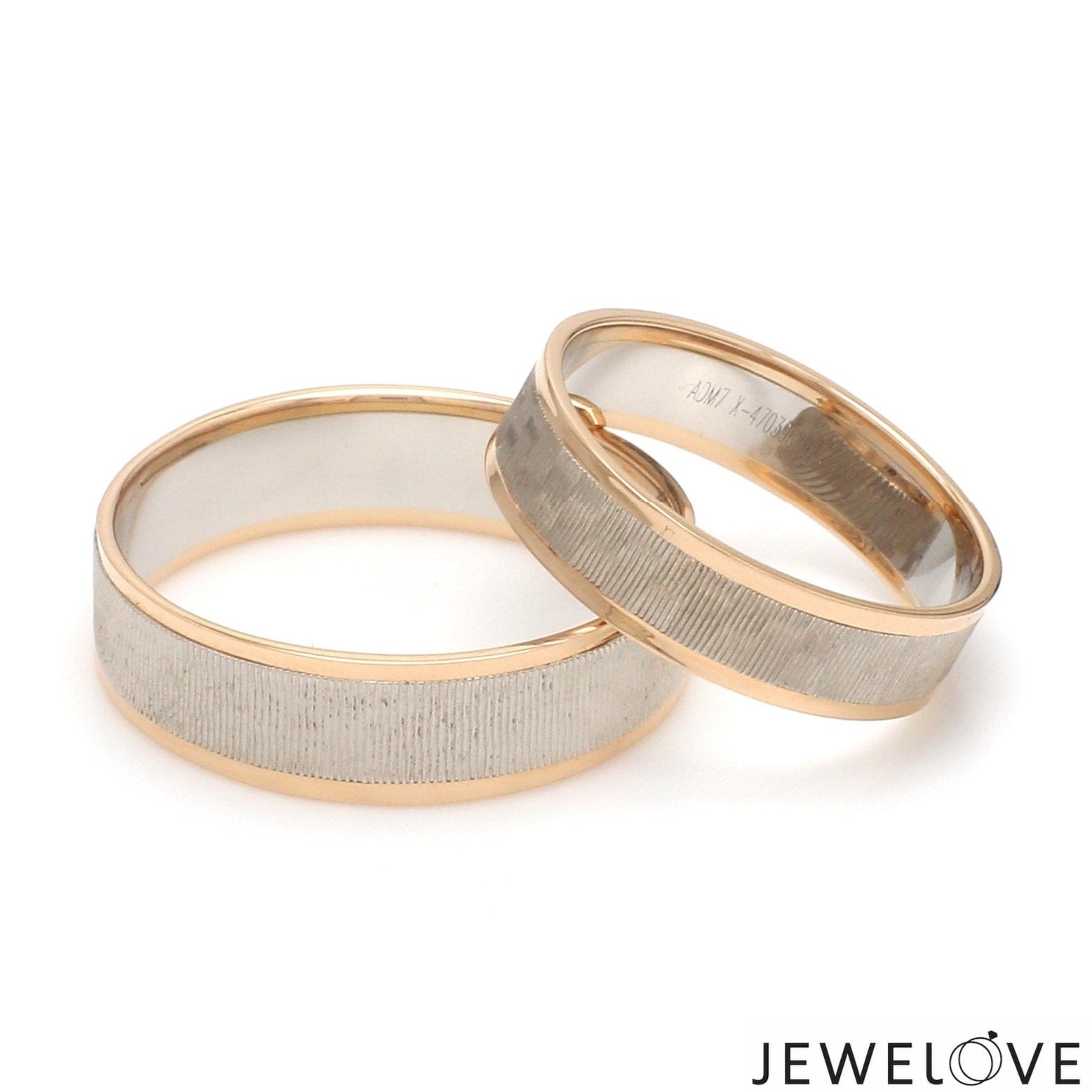 Jewelove™ Rings Unisex Platinum & Rose Gold Couple Love Bands JL PT 1362