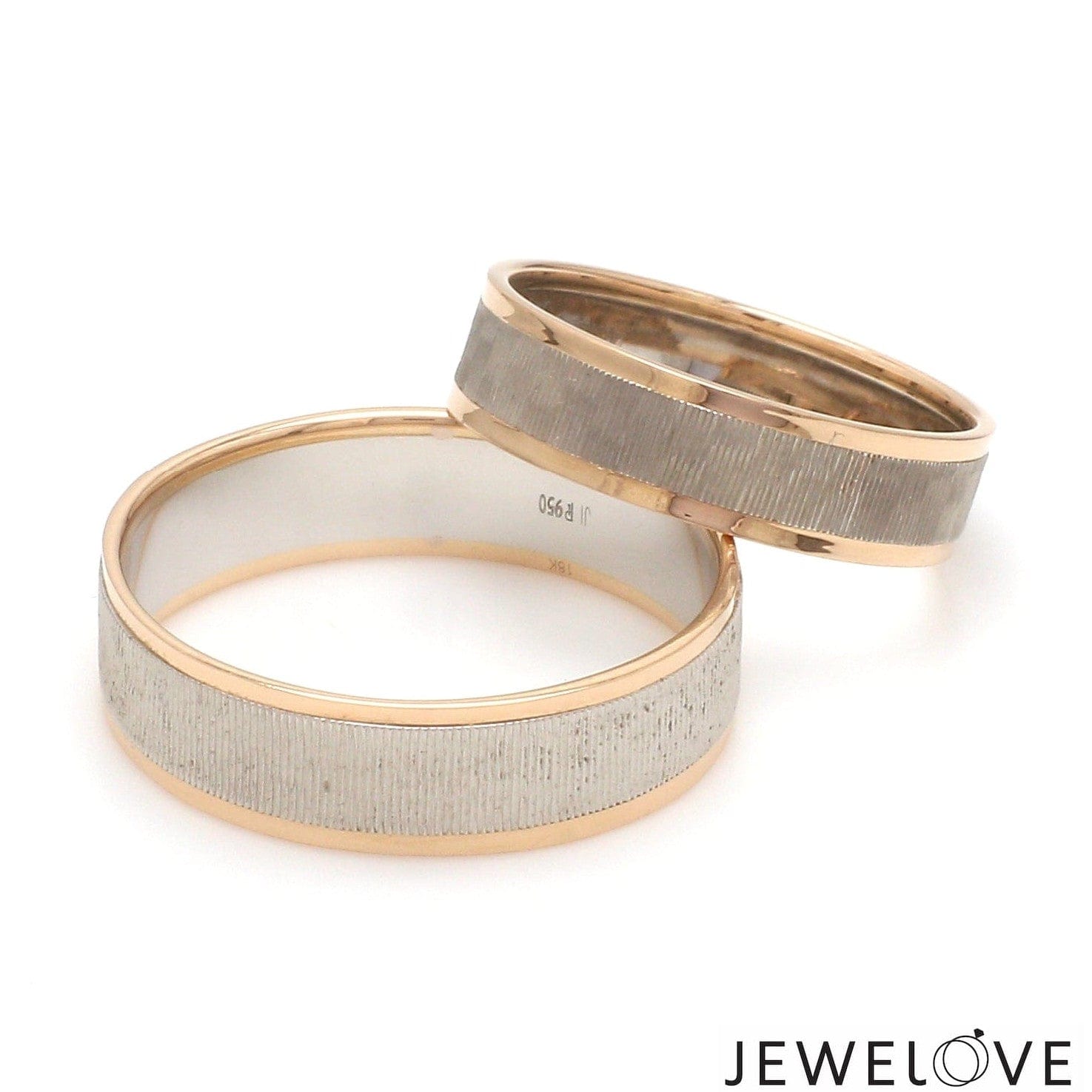 Jewelove™ Rings Unisex Platinum & Rose Gold Couple Love Bands JL PT 1362