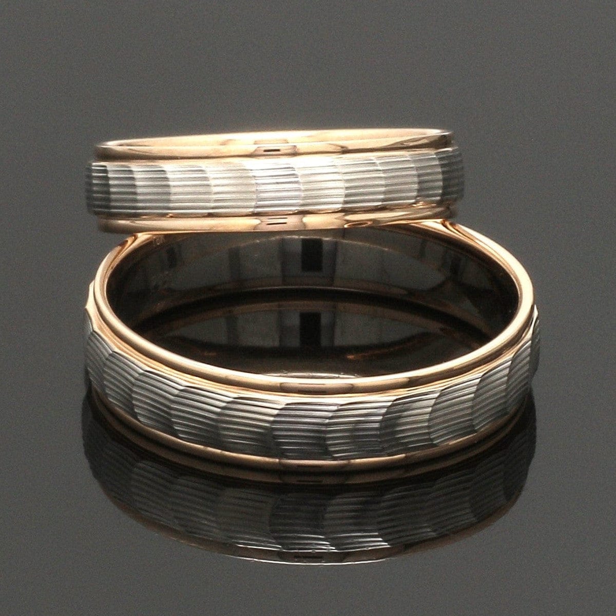 Jewelove™ Rings Unisex Platinum & Rose Gold Couple Love Bands JL PT 1365