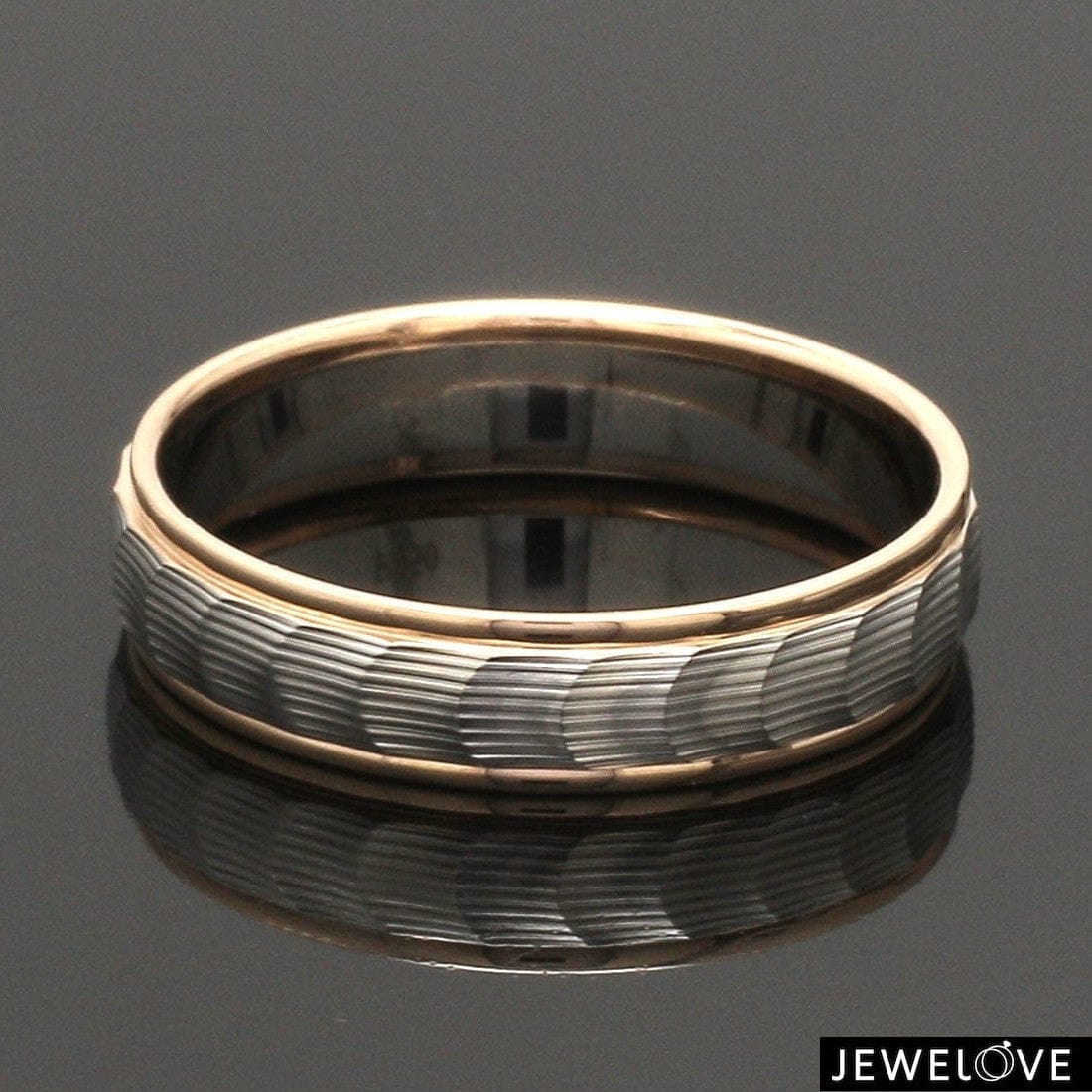 Jewelove™ Rings Unisex Platinum & Rose Gold Couple Love Bands JL PT 1365