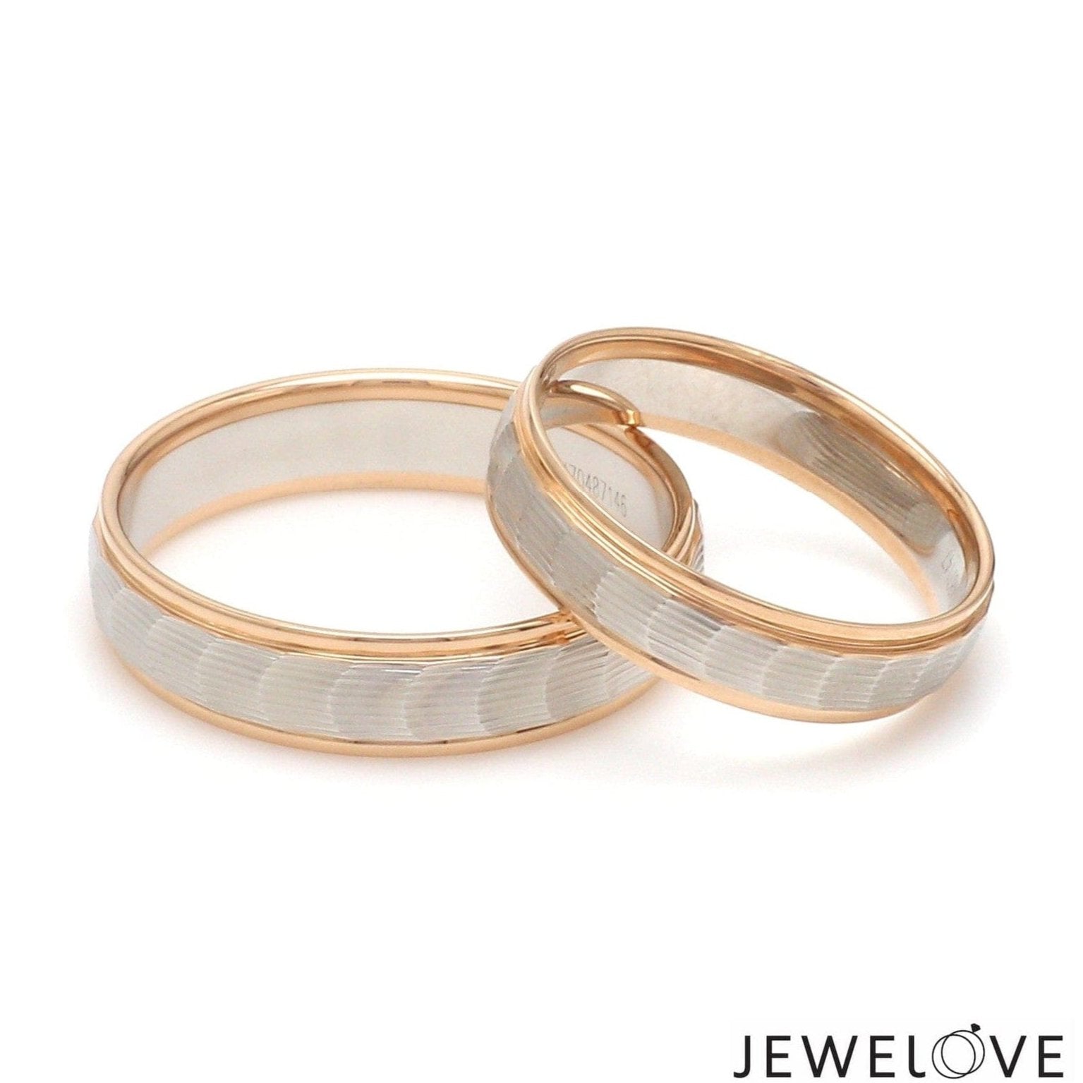 Jewelove™ Rings Unisex Platinum & Rose Gold Couple Love Bands JL PT 1365