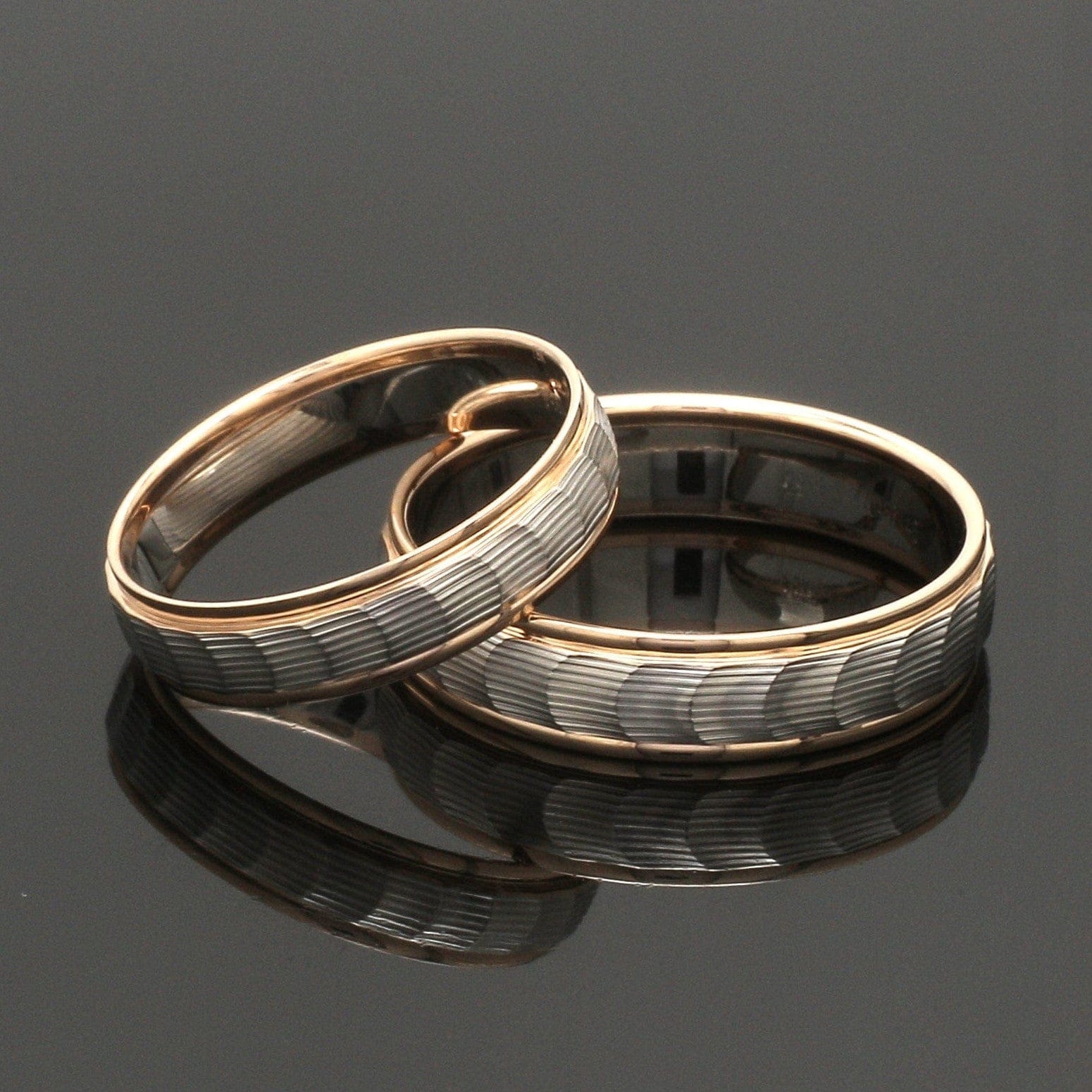 Jewelove™ Rings Unisex Platinum & Rose Gold Couple Love Bands JL PT 1365