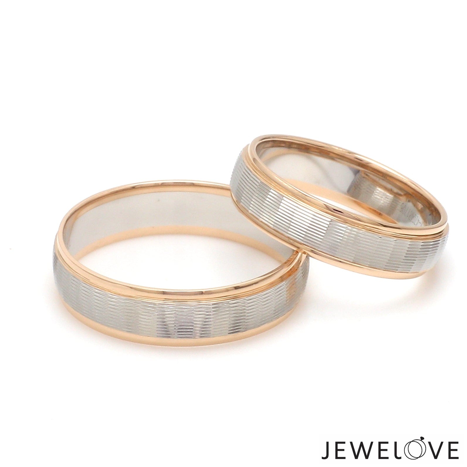 Jewelove™ Rings Unisex Platinum Rose Gold Couple Love Bands JL PT 1366