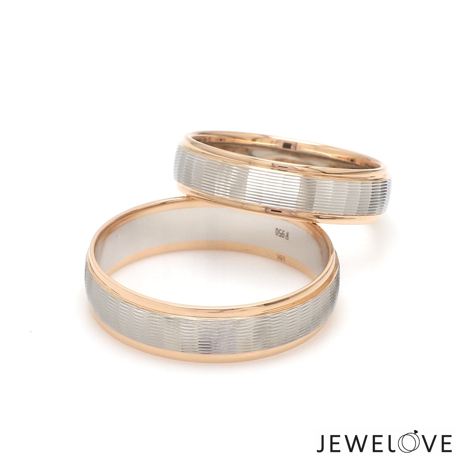 Jewelove™ Rings Unisex Platinum Rose Gold Couple Love Bands JL PT 1366