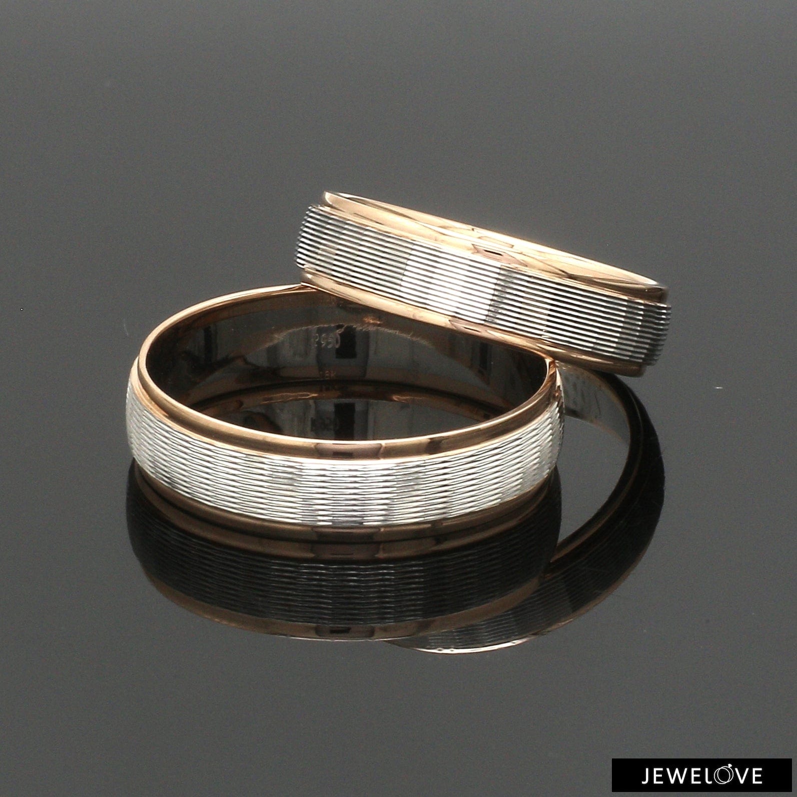 Jewelove™ Rings Unisex Platinum Rose Gold Couple Love Bands JL PT 1366