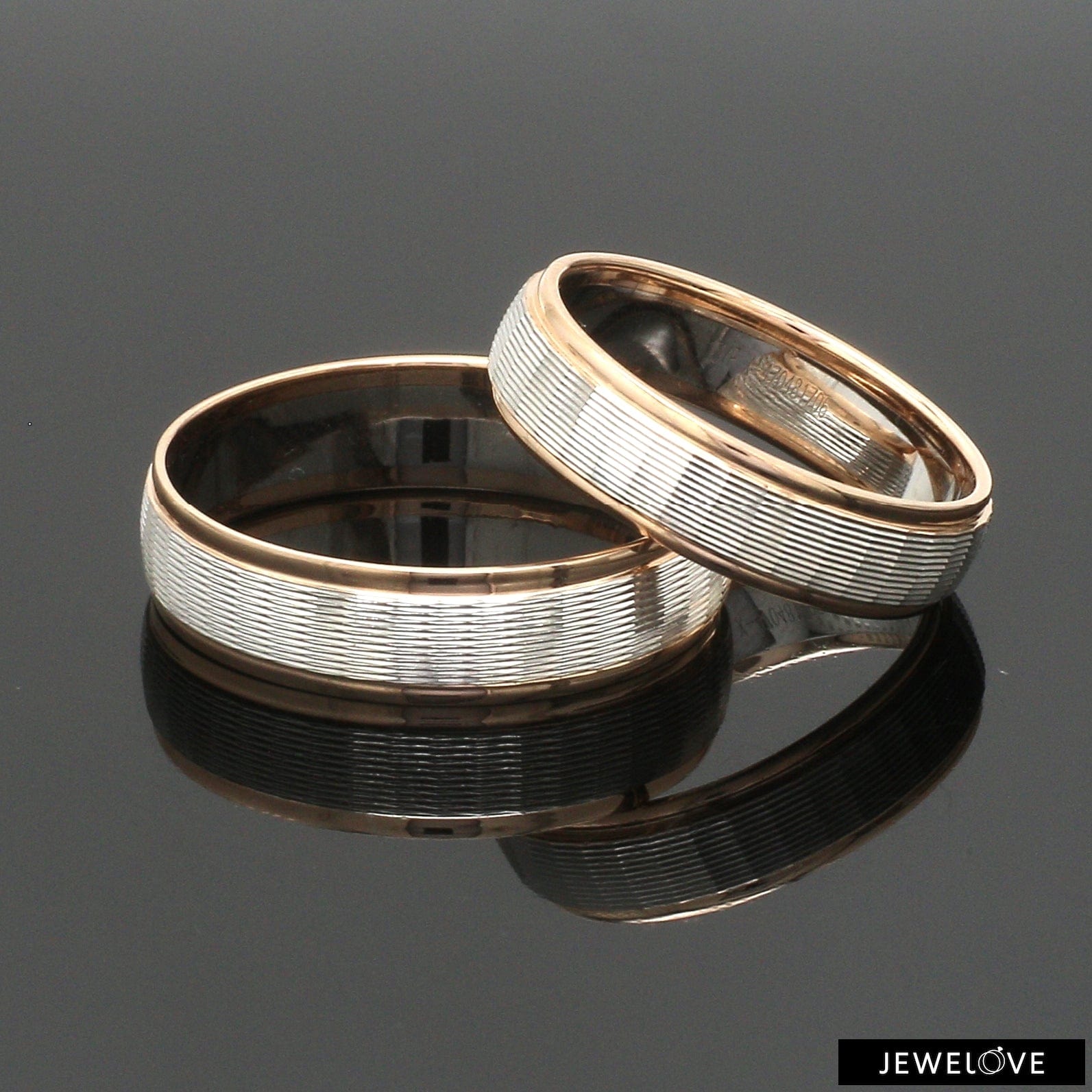 Jewelove™ Rings Unisex Platinum Rose Gold Couple Love Bands JL PT 1366