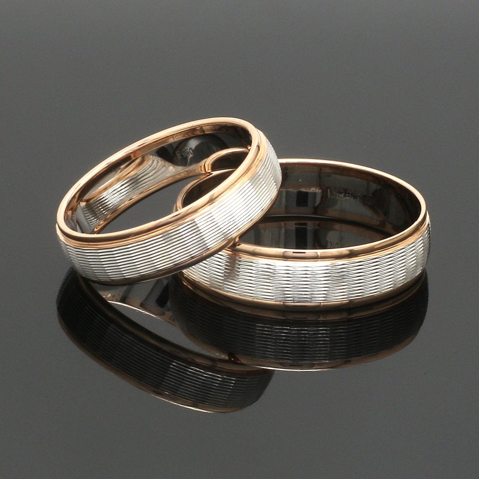 Jewelove™ Rings Unisex Platinum Rose Gold Couple Love Bands JL PT 1366